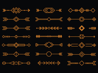 2. elegant decorative golden headers and art deco divider line set with stylish vintage ornaments, geometric luxury border frames, golden outline elements and vector decorative frame design collection
