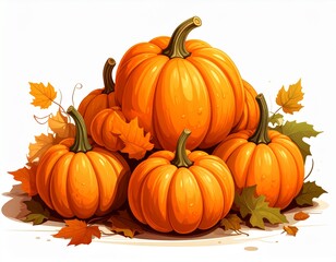 Pile of pumpkins isolated on white.
