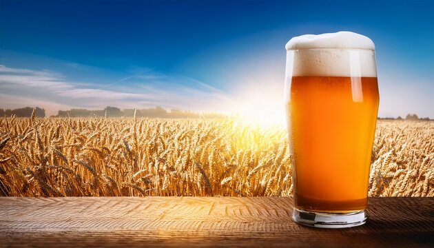 Glass Of Beer Blond Beer Malt Grain In Front Of A Cereal Field Homemade Beer Local Brewery Alcohol Fresh Beverage Stout Lagger Packshot Of A Beer Nature Organic Cold Beer