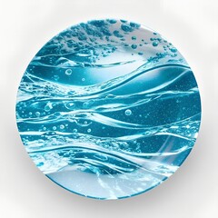 Circular Blue Ocean Wave Bubble Plate Design