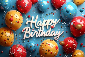 Celebrate a special day with these colorful balloons and cheerful typography perfect for birthday cards, social media posts, and vibrant party invites