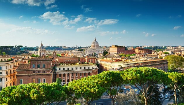 view of rome city from capitoline hill terrace