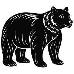 Fototapeta premium Majestic standing bear silhouette isolated on a clean white background representing wildlife and nature