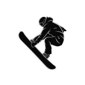 Snowboarder Performing A Trick Logo Icon Silhouette Vector Style With White Background 248113249
