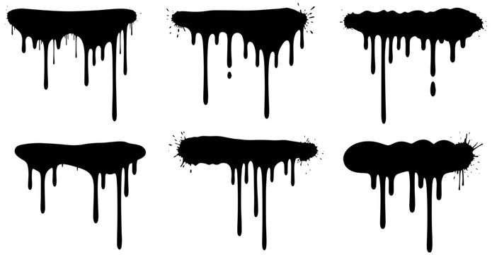 Dynamic black paint drips and splatters for modern designs, edgy layouts, and urban style - Powered by Adobe