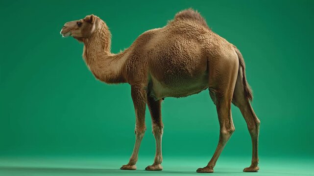 Camel standing on green screen background