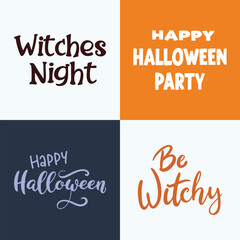 Witchy Halloween Quotes Lettering Vector Set