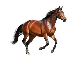 Obraz premium Majestic bay horse in motion capturing the essence of power and grace isolated on transparent background