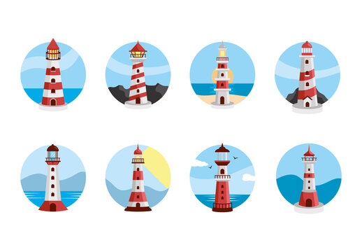 Lighthouse Coastal Illustration Set