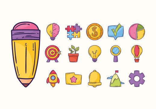 Colorful Startup Business Creative Illustrations Set