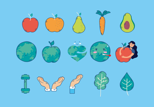 Colorful Health Day Celebration Illustrations Set