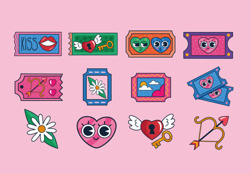 Love Coupon Illustration Set