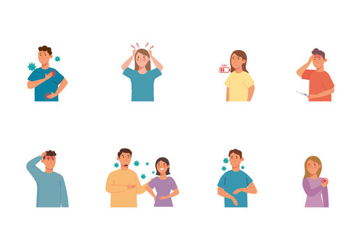 Colorful Monkeypox Symptoms People Illustrations Set