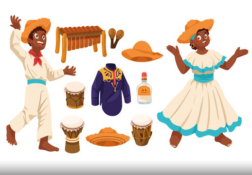 Colorful Petronio Festival Illustration Set