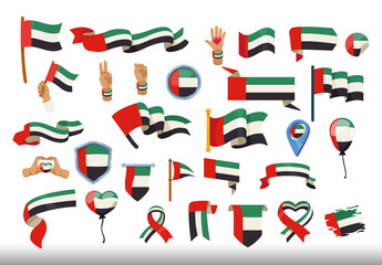 Colorful UAE National Day Illustration Set