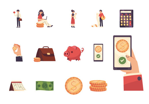 Colorful Tax Day Illustration Set