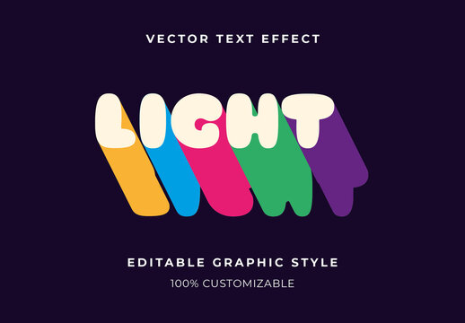 Rainbow Long Shadow Text Effect Bubble Playful 3D Font