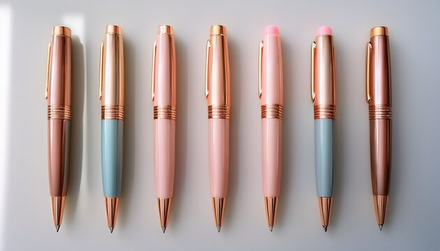 pastel colored pens with rose gold accents perfect for note taking or journaling add a touch of elegance to your stationery