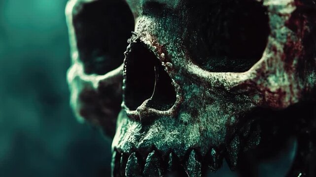 A detailed view of two skulls with their mouths agape, ideal for use in Halloween-themed designs or as a symbol of mortality
