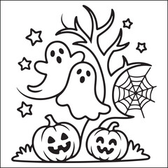 Spooky Helloween bold and easy coloring pages for adults.
