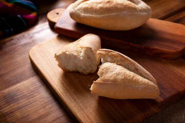 Bolillo. Mexican bread. Also called pan frances or pan blanco. Traditional white bread commonly used to accompany food and to prepare Mexican sandwiches called Tortas.