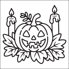Spooky Helloween bold and easy coloring pages for adults.
