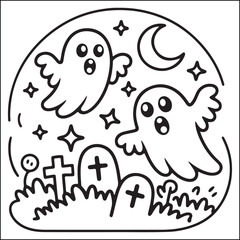 Spooky Helloween bold and easy coloring pages for adults.

