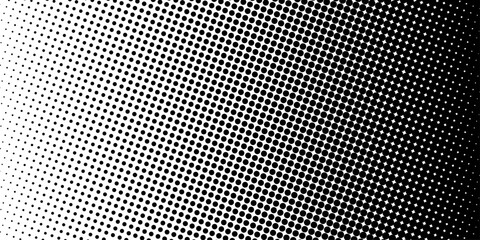 Abstract Black and White Polka Dot Pattern, halftone, dots, graphic, pattern. Vertical gradient black halftone dots background. Pop art template, texture illustration. Black Halftone Dotted Texture.