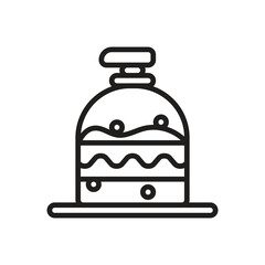 Outline depicts a layered circular structure capped with a small stacked element all resting on a flat base. Editable stroke line  icon