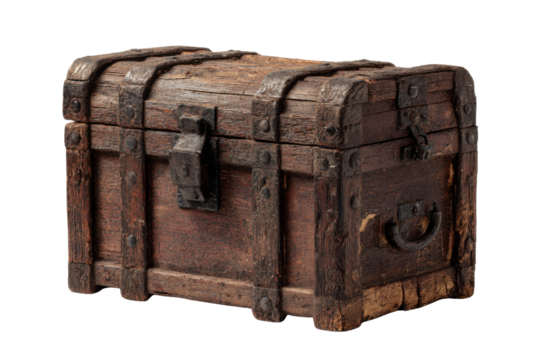 Ancient Chest of Treasures: An antique wooden chest, weathered by time, stands as a silent sentinel of untold stories and hidden treasures, evoking a sense of history and mystery.