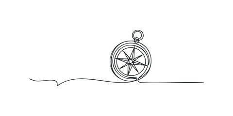 Minimalist line art compass indicating direction