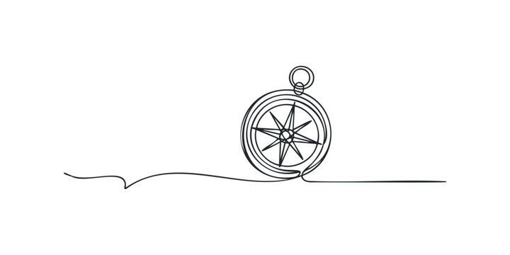 Minimalist line art compass indicating direction