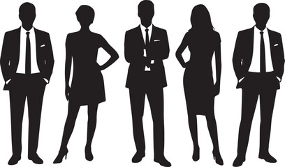 business team silhouettes professionals corporate executive group confident posture teamwork and leadership vector