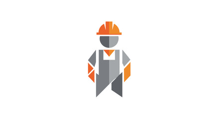 Geometric shipwright character in a hard hat, a modern flat vector logo design for a construction company, isolated on white background