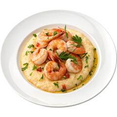 Creamy Shrimp and Grits, Isolated on Transparent Background