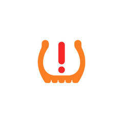 Car flat tire warning icon logo flat vector design