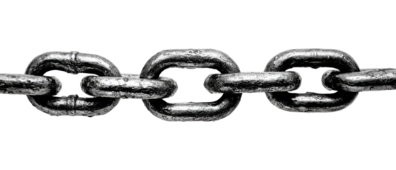 Robust Chain: A close-up view of a sturdy metal chain, symbolizing strength, connection, and the weight of interconnected links. The chain is an emblem of enduring structures.