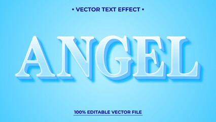 Angel Text Effect 3D White Letters on Light Blue Background