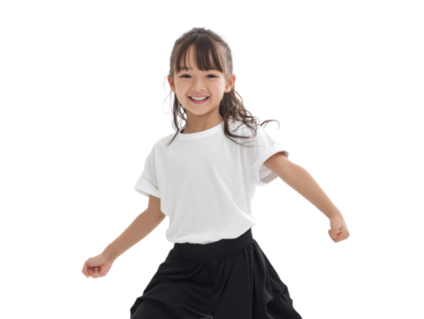 Joyful Young Dancer's Moment: A spirited young girl, radiating happiness, strikes a pose, her enthusiasm and energy shine through as she captures the spirit of dance.