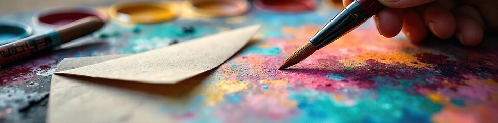 Artists Palette with Vibrant Oil Paints Ready for Shipping, Creative Process, Studio Close-up