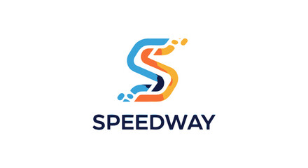 Obraz premium Dynamic Speedway Letter S Logo Design with Pixelated Trail Effect for Futuristic Branding