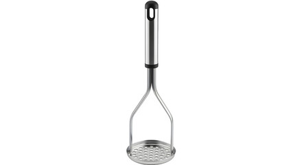 Stainless steel potato masher isolated on transparent background, a kitchen utensil used for mashing cooked potatoes and other soft foods, for cooking