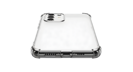 Transparent phone case isolated on transparent background, providing protection against scratches, bumps, and minor impacts, maintaining the phones sleek design