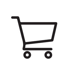 Simple shopping cart icon, a graphic symbol for e-commerce and retail online shopping, representing consumerism and purchases, perfect for websites and apps
