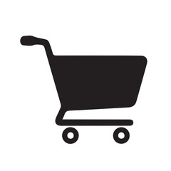 Simple flat design shopping cart vector icon. Black silhouette representing e-commerce, consumerism, and online purchasing on a website or app