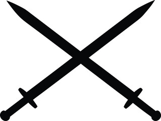 Knight swords silhouette graphic. Heraldic emblem or coat of arms element
