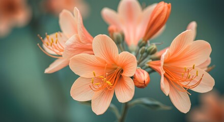Delicate peach blossoms unfold in a dance of spring, their soft petals whispering promises of renewal and beauty in a garden's tranquil embrace