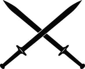 Knight swords silhouette graphic. Heraldic emblem or coat of arms element