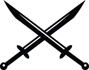 Two crossed blades icon. War, conflict, or protection symbol vector