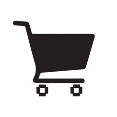 Black Shopping Cart Icon A Simple Vector Illustration for E-commerce and Retail Concepts
